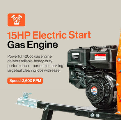 Super Handy GUO140 Towable Wood Chipper 5" Chipping Capacity 15 HP Gas Electric Start New - GUO140