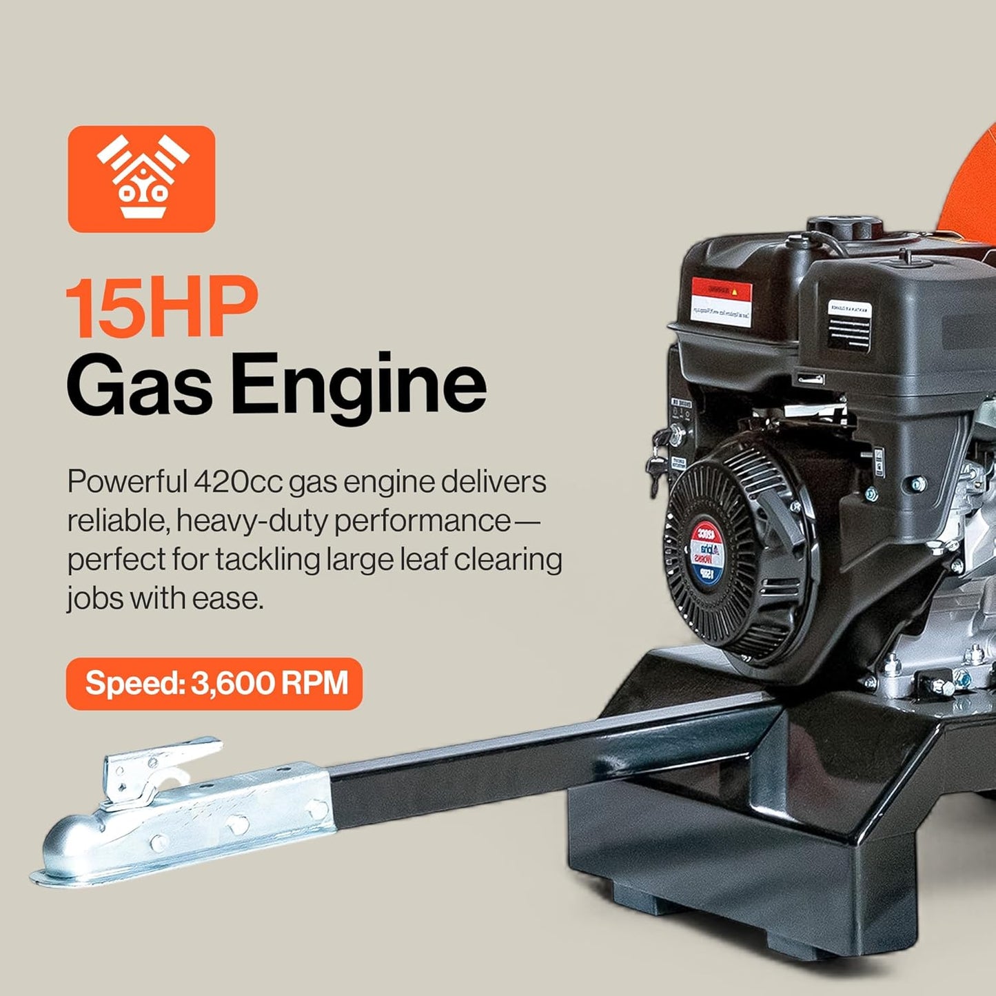 Super Handy GUO141 Towable Wood Chipper 4" Chipping Capacity 15 HP Gas Electric Start New - GUO141