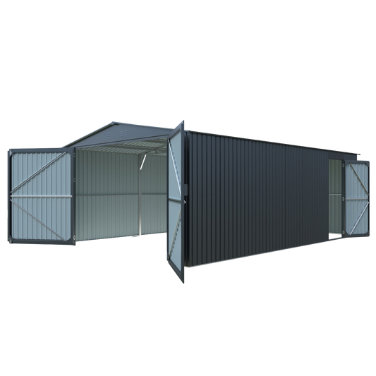 Chery Industrial [CLEARANCE] 13'x20' Plus Upgraded Metal Garage Shed - C_LONMSCGK2013A