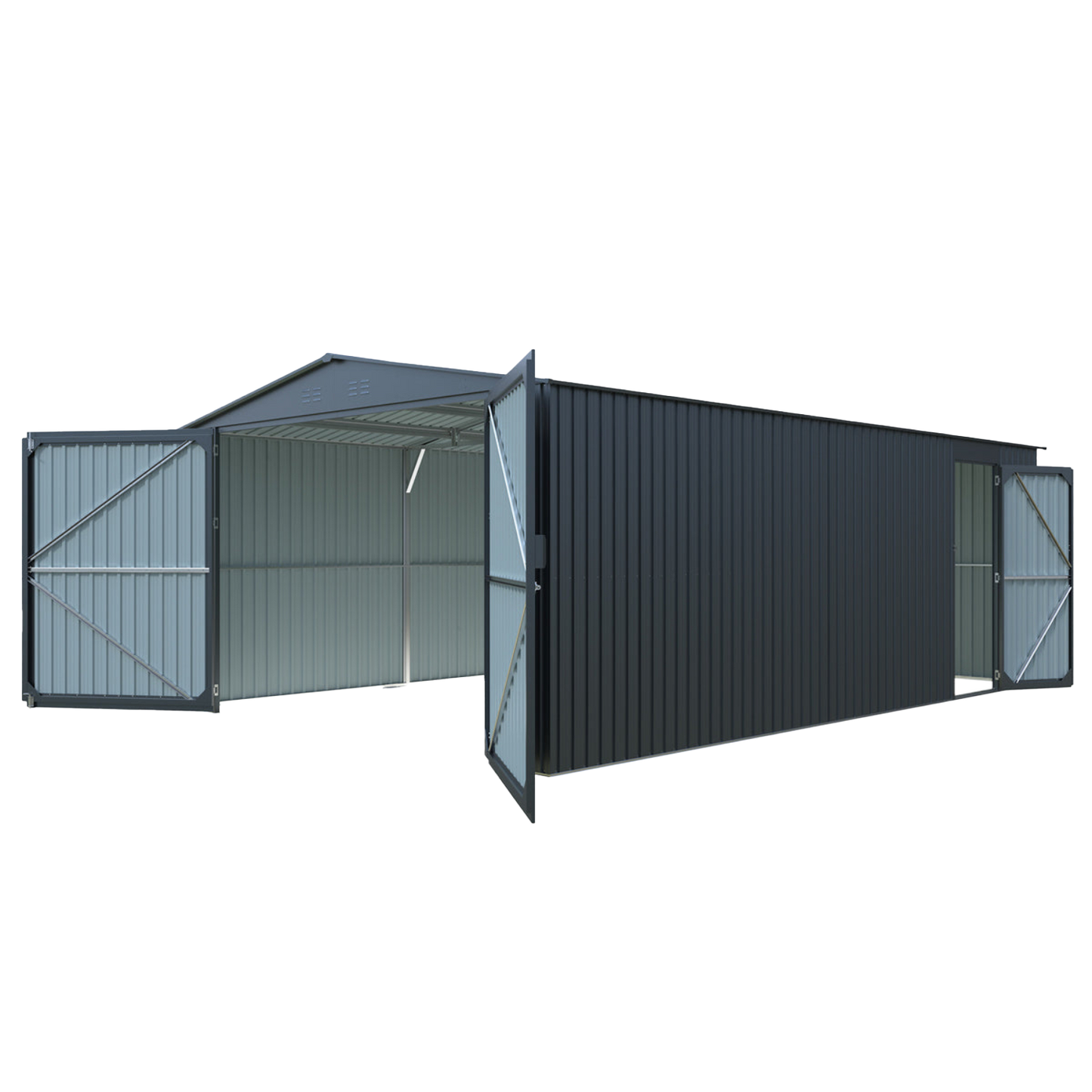 Chery Industrial [CLEARANCE] 13'x20' Plus Upgraded Metal Garage Shed - C_LONMSCGK2013A