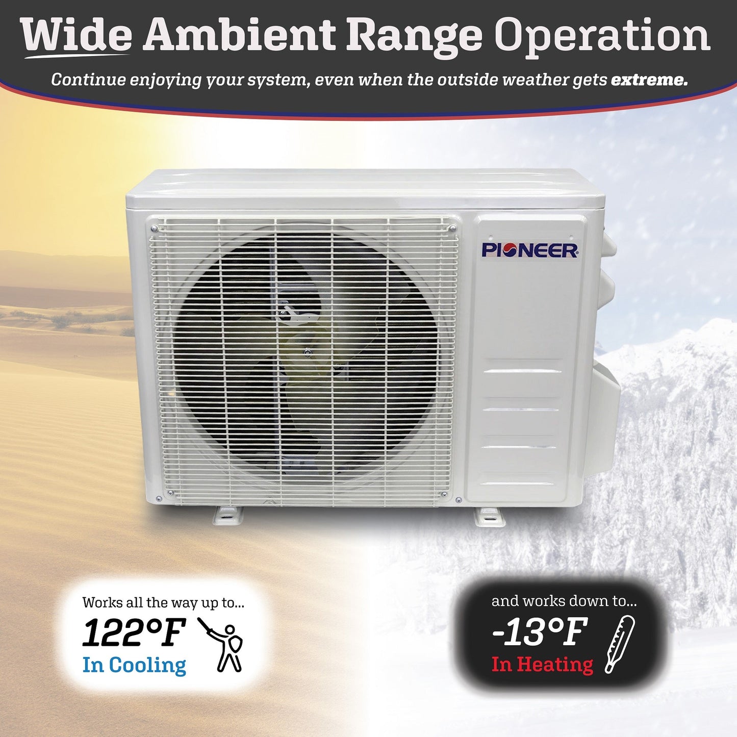 Pioneer Diamante Pro Series 24,000 BTU 19 SEER2 Ductless Mini-Split Air Conditioner Inverter+ Heat Pump Full Set 230V with 16 Ft. Kit - WYT024GLFI19RL