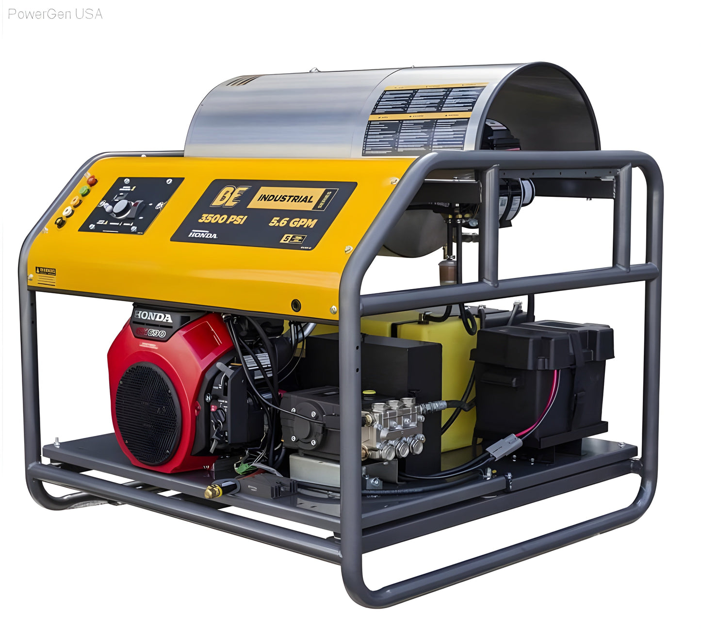 BE Power Equipment 3500 PSI  5.6 GPM Hot Water Pressure Washer Honda GX690 Engine and General Triplex Pump - PowerGen USA - HW3524HG12V