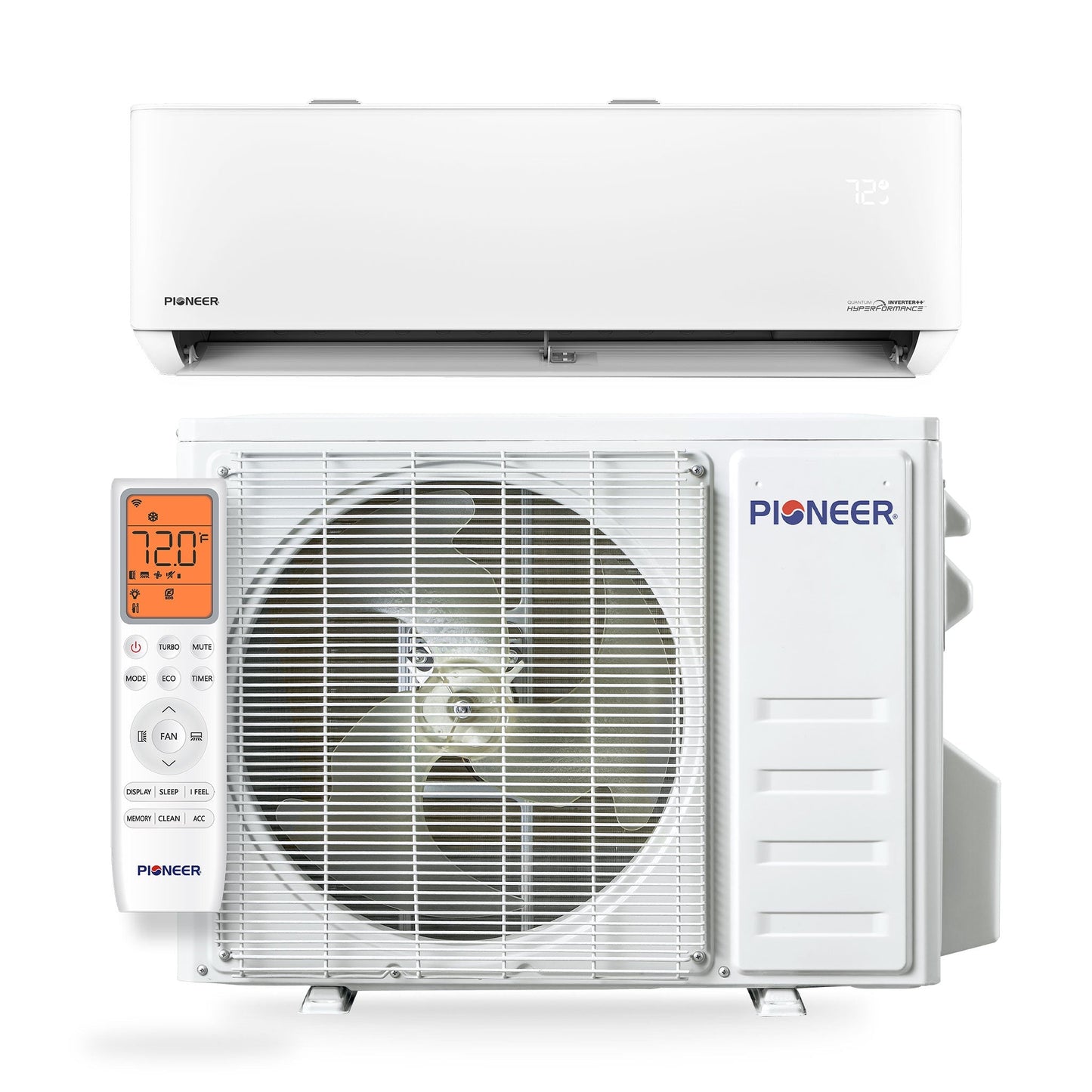 Pioneer Quantum Hyperformance 24,000 BTU 22.5 SEER2 230V High-Wall Ductless Energy-Star Mini-Split Air Conditioner Inverter Hyper Heat Pump Full Set - WYT024GLSI25RH-10S