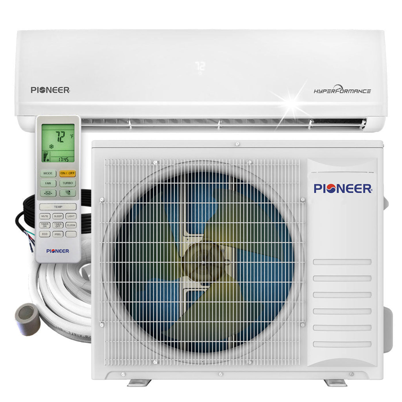 Pioneer Hyperformance 24,000 BTU 21 SEER2 Ductless Mini Split Inverter++ Wi-Fi Enabled Air Conditioner Hyper Heat Pump Full Set 230V - WYF024GHFI25RH-10